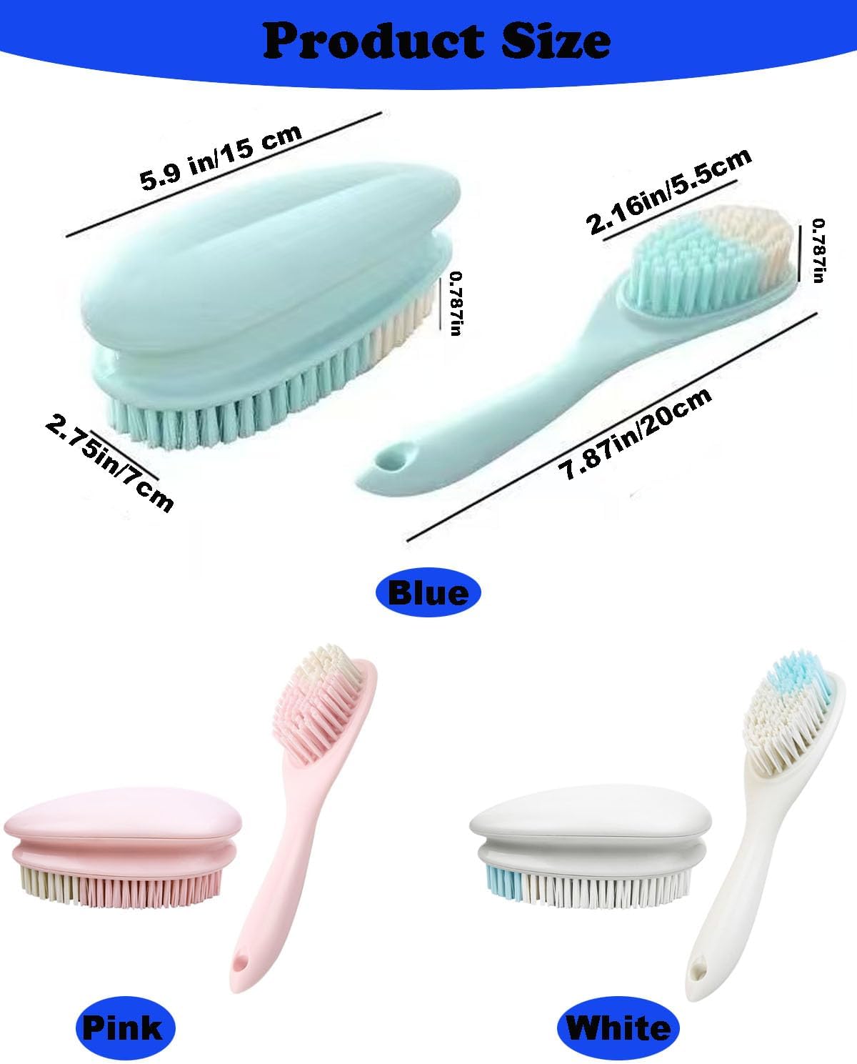 Cleaning Scrub Brushes Laundry Brush Soft Bristle Scrubbing Brush Clothes Brush Removes Stains from Fabrics Cleaning Brush Scrubber Brush for Fabric,Carpet,Clothes - 2 Pack