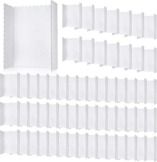 Outus 60 Pcs 24 x 36 Inch Trifold Poster Display Boards White for Science Fair Presentation Projects Photo Exhibition Display Tri fold Board Foldable Paperboard for School Supplies Bulk Business