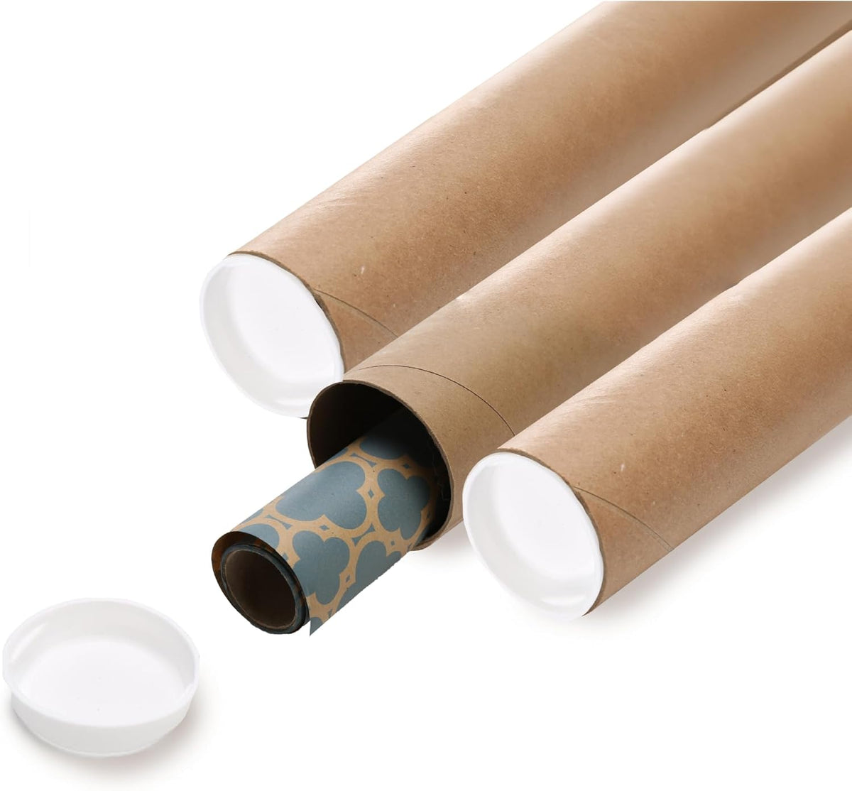 The Boxery Brown/Kraft Shipping, Storage, Posters, Arts, Crafts, Documents, Mailing Tubes 3 inch x 24 inch - 24 PACK, Made in the USA, Reusable and Recyclable