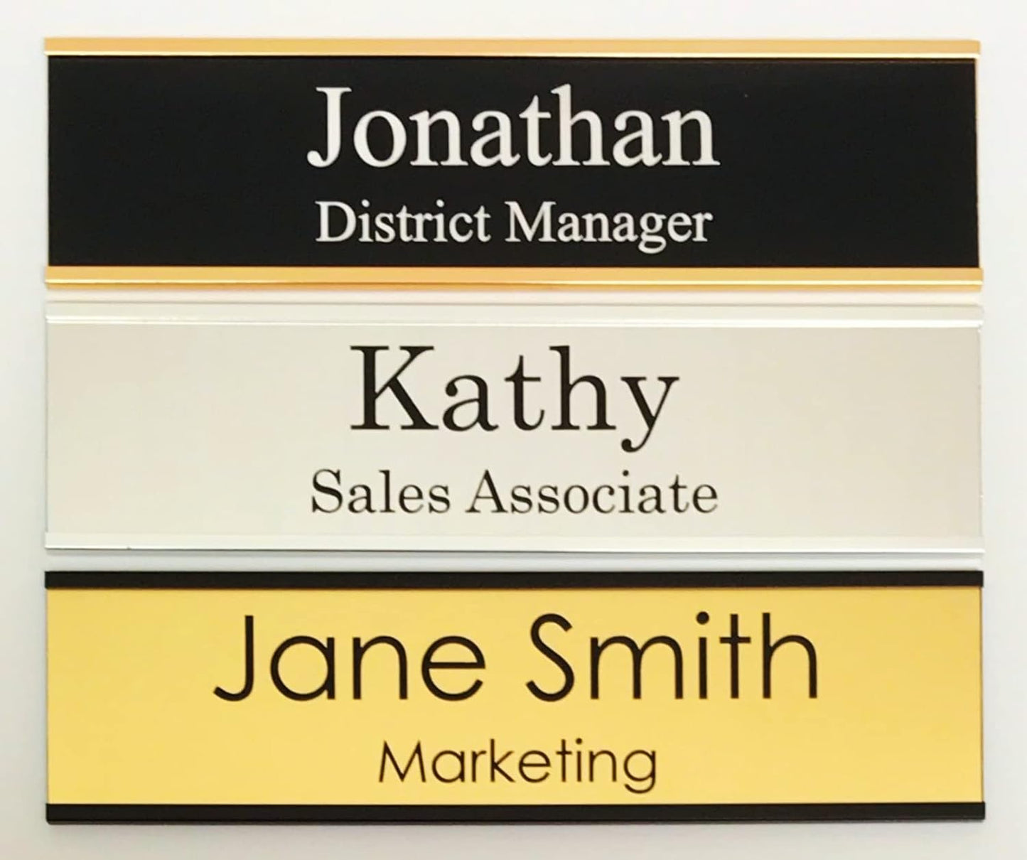 Office Desk Name Plate or Wall/Door Sign - 2x8 or 2x10 - Laser Engraved Sign - CUSTOMIZE. Holder available. Available in 21 colors and 17 fonts. Great gift idea - 10 Tags