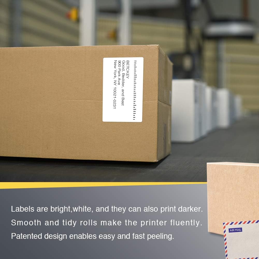 BETCKEY - 4" x 2.5" (102 mm x 64 mm) Shipping & Multipurpose Labels Compatible with Zebra & Rollo Label Printer,Premium Adhesive & Perforated [20 Rolls, 12400 Labels]