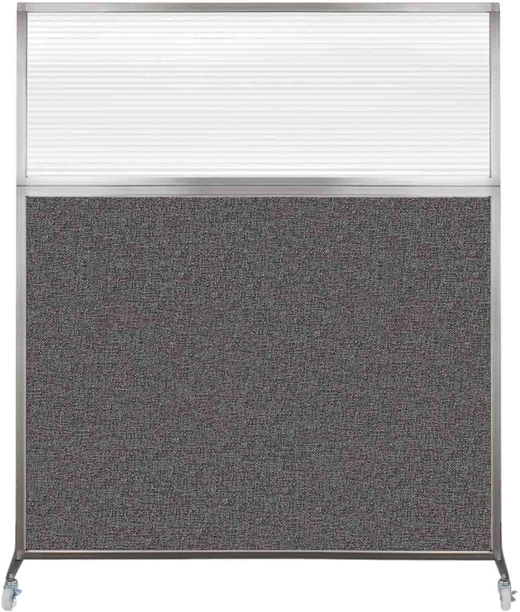 Versare Hush Screen Portable Room Divider with Wheels | Workstation Wall Divider | Freestanding Privacy Hush Panels | Clear Fluted Windows | Fabric Office Divider Screen | Great for Room Separation