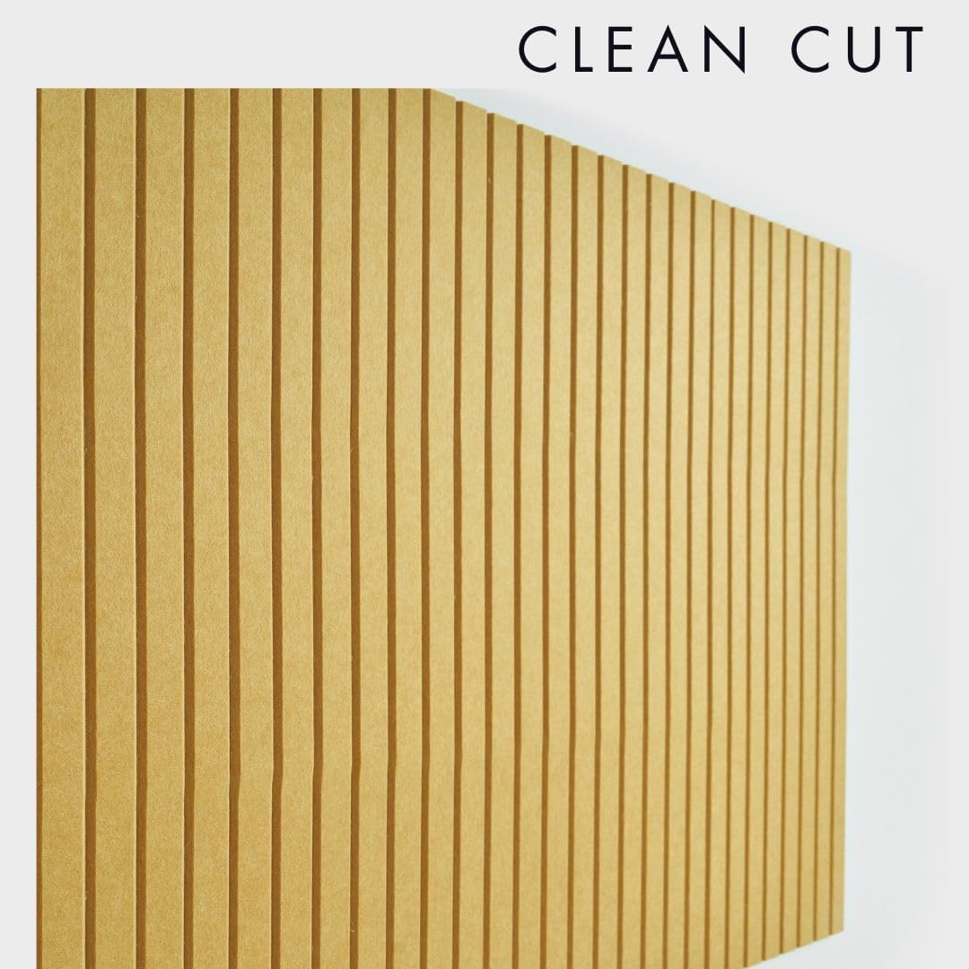 Large Cork Boards for Walls Black Felt Alternative - Slat Wall Paneling, Bulletin Board Tiles for Home Decor, Push Pin Corkboard Organizer for Office or Classroom-12-Pack Panel Kit (Mustard)