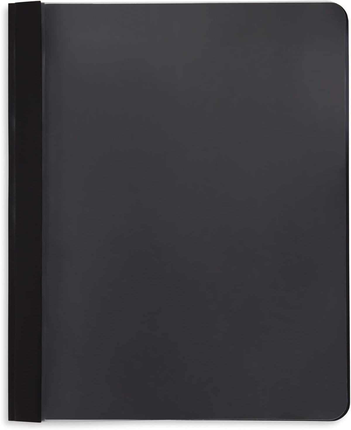 Blue Summit Supplies 25 Black Plastic Report Covers with Prongs, Black 3 Prong Clear Front Report Cover for Presentation, Document, and School Use, 0.42mm PP Plastic, Bulk 25 Pack