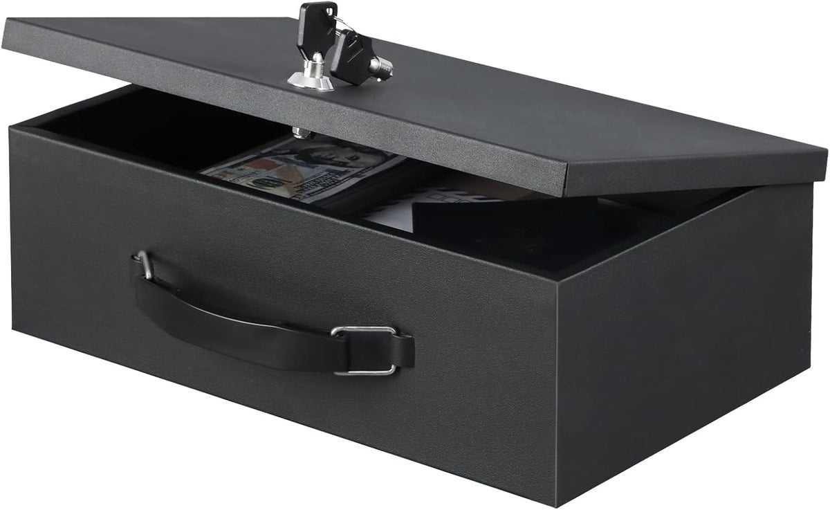 xydled Fire Resistant Safe Fire Safe Box with Key Lock for Home Office Security Storage for Valuables Documents,12.8 x 8.5 x 4.5 Inch,Black