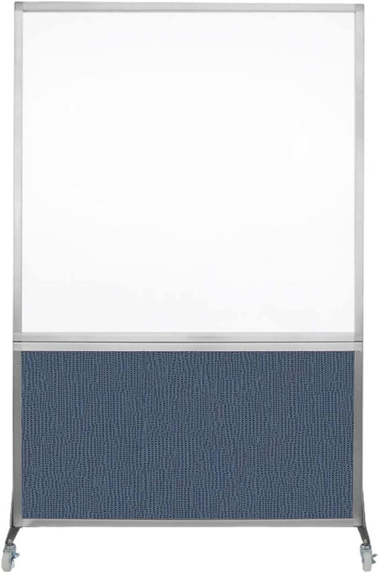 DivideWrite Mobile Whiteboard | Double Sided Dry Erase Board | Portable Office Cubicle Partition | Display for Classrooms, Conference Rooms, Meeting Areas and More | Ocean Fabric 4' Wide X 6' Tall