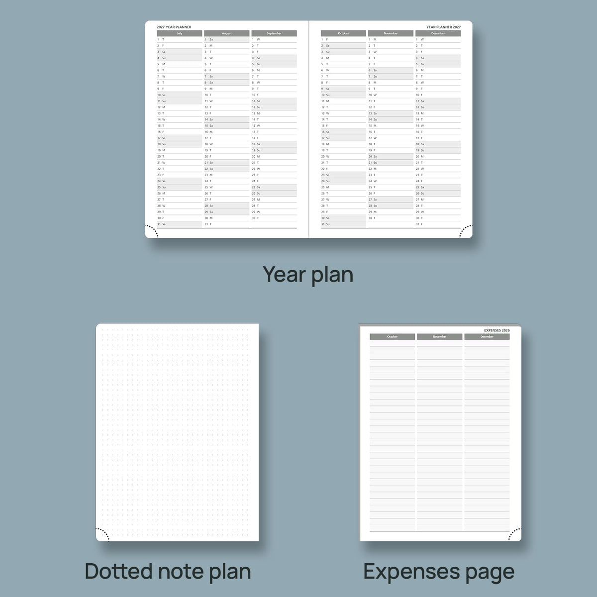 POPRUN 2026 Planner (Medium Size 8.5''x 6.5'' Hardcover) - Daily Weekly and Monthly Calendar Agenda 2026 Appointment Book with Hourly Time Slots, Monthly Tabs, 100 GSM - Pacific Green
