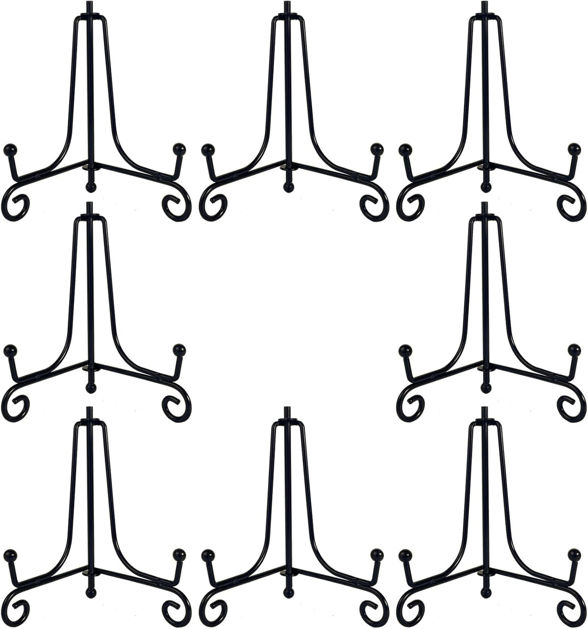 8PCS Premium Black Iron Plate Stands for Display 4 Inch, Decorative Solid Metal Plate Holders for Displaying, Mini Easel, Frame, Book, Card, Plaque, Bowl, Picture Stands for Display
