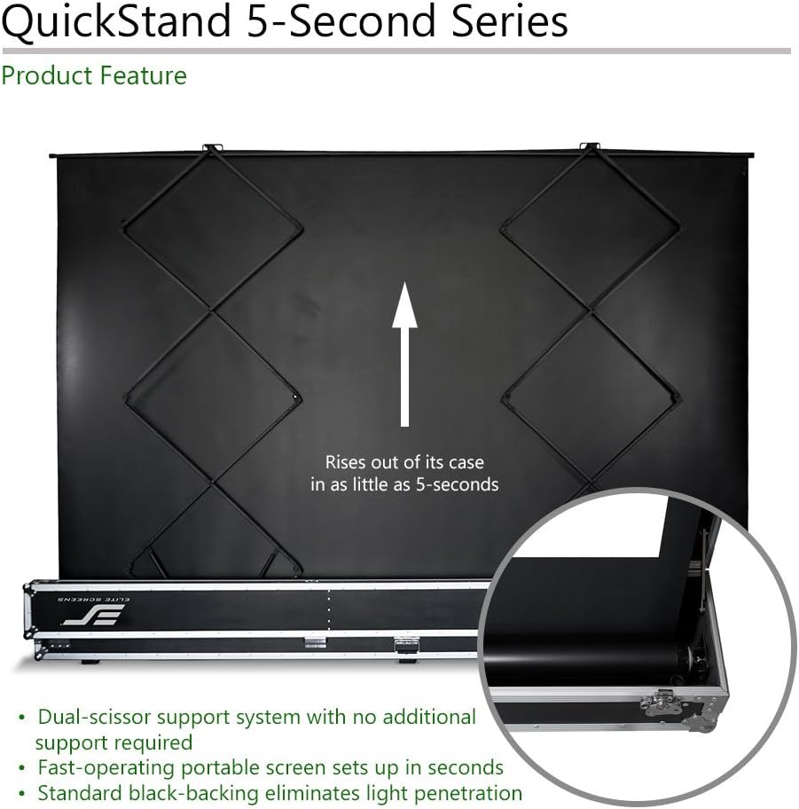 Elite Screens QuickStand 5-Second Series, 150-Inch 16:9, Manual Pull Up Projector Screen, Movie Home Theater 8K / 4K Ultra HD 3D Ready, QS150HD