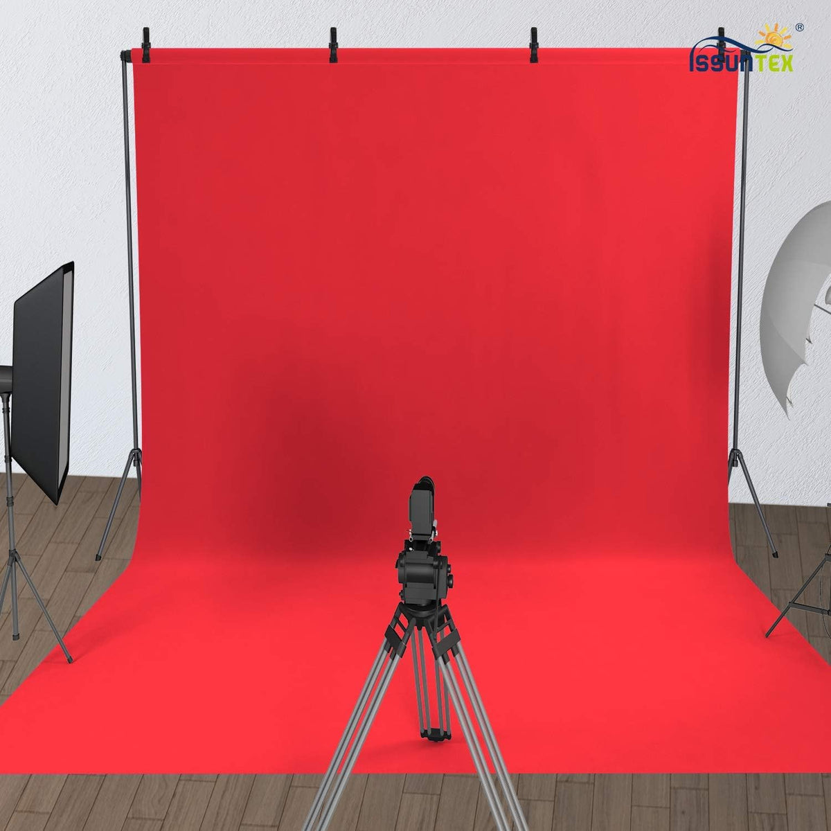 ISSUNTEX 9X15 ft Background Polester Backdrop, Photo Studio, Collapsible High Density Screen for Video Photography and Television-Red