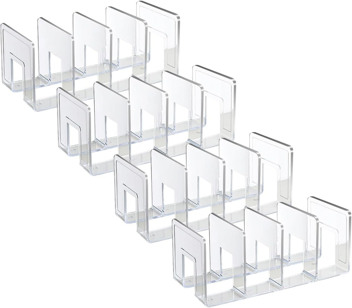 Marte Vanci Clear Acrylic File Sorter, Sturdy Desk File Organizer Shelf Book Holder Purse Handbag Clutch Divider File Folder Rack for Letter Cookbooks Home Office Kitchen Supplies 4 Sections (4 Pcs)