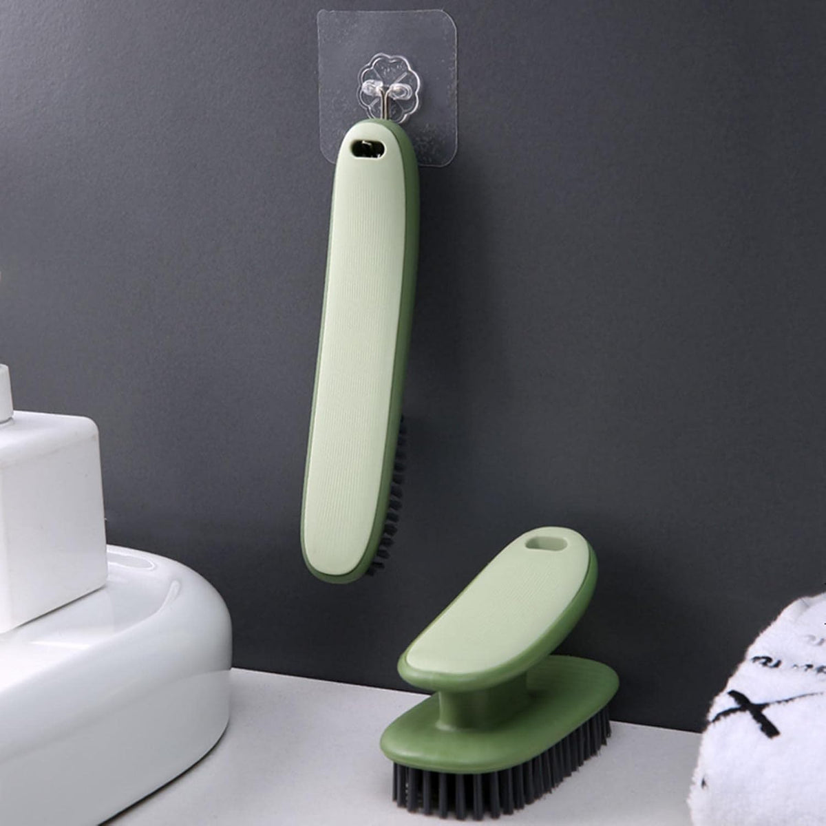 Household Small Scrub Brushes Laundry Cleaning Board Brush Easy Grip Shoe Brush Soft Bristle Brush Household Cleaning Clothes Shoes Scrubbing Cleaning Supplies for Stains 2 Pack