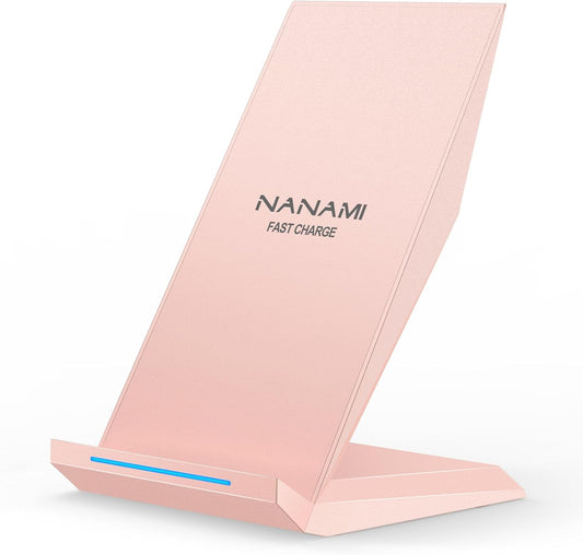 NANAMI Wireless Charger - Qi Certified Wireless Charging Stand Compatible iPhone 17/17 Air/16/15/14/13/12/11 Pro, 10W for Samsung Galaxy S25/S24/S23/S22/S21/S20/Note 20 Ultra and Qi-Enabled Phone