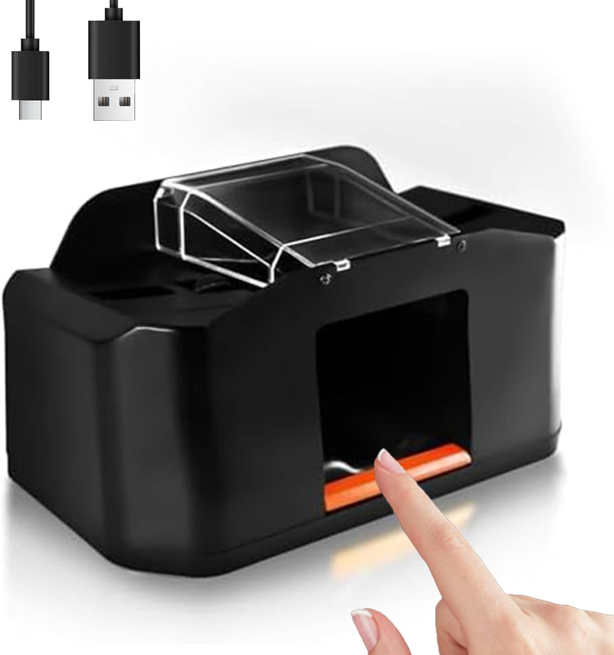 1-2 Deck Quiet & Rechargeable Automatic Card Shuffler, 2000mAh Electric Shuffler for UNO, Phase 10, Skip-Bo, Texas Hold'em, Poker, Blackjack