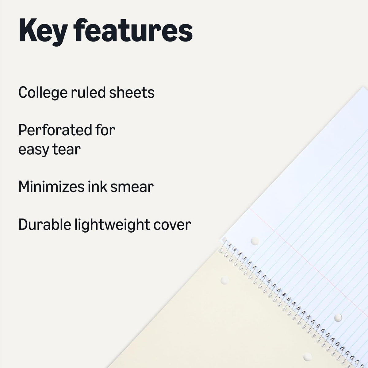 Amazon Basics College Ruled Spiral Notebook, 70 Sheets, 10.5" x 8", Light Blue, 2 pack