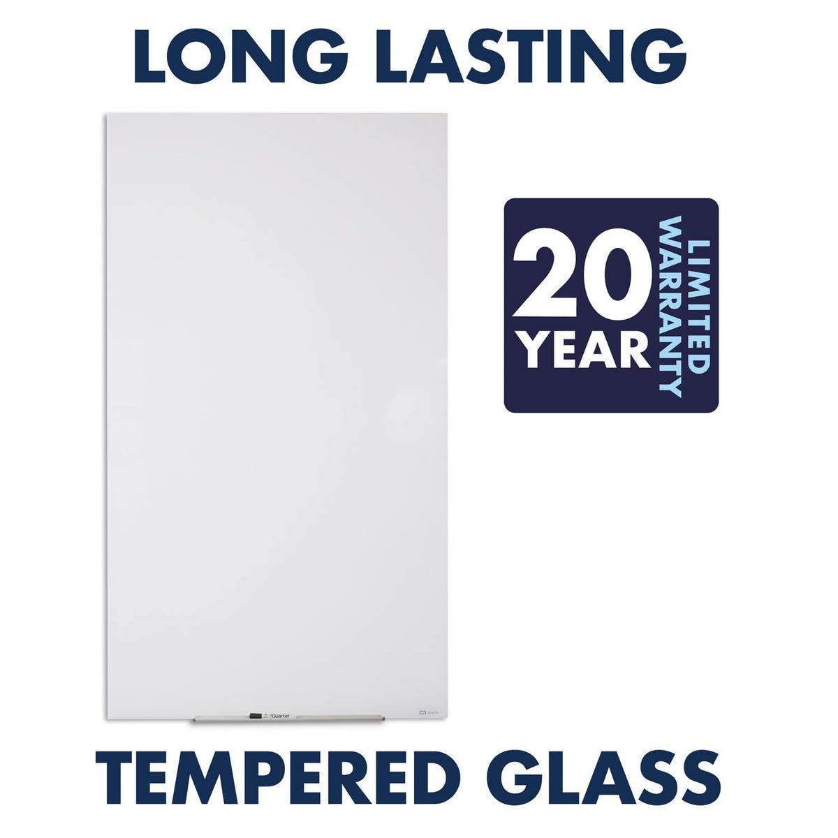 Quartet Glass Whiteboard, Magnetic Dry Erase Board, Wall Mounted Whiteboard for Office, School and Home, 28"W x 50"H, White (Q012850IMW)