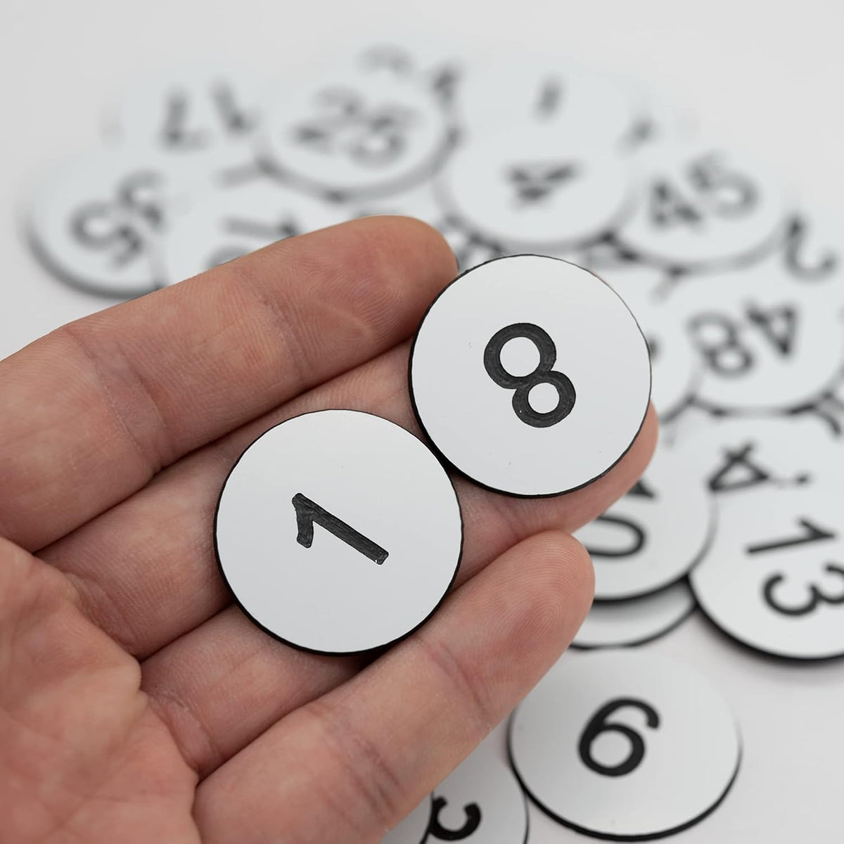 StayMax Plastic Number Tags Engraved Numbered Tags Without Hole (1-50, White)