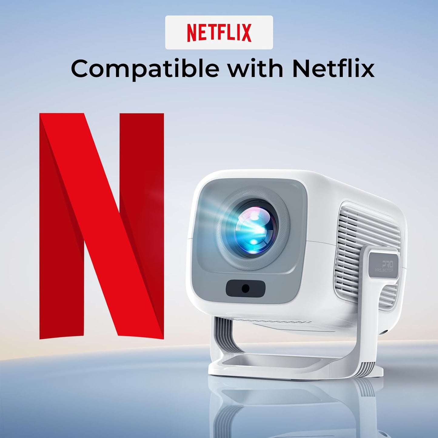 [Compatible with Netflix] Smart Projector Google CTS Approved Native 1080P FHD 4K Support 12000 Lumens, Stream Apps Licensed,Auto Focus&Keystone,Mini Projector Android 13 OS,WiFi 6 Bluetooth 5.4 N300