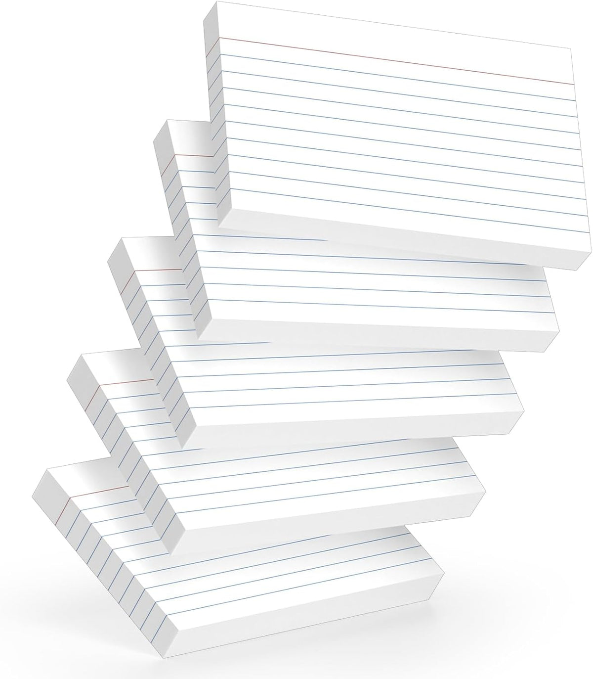 250 Count White Index Cards 3x5 Inch - 180gsm Heavyweight Flash Card (50 Sheets Each), Durable & Portable Note Taking for Students, Teachers, Study Flashcards for Office Home School Supplies