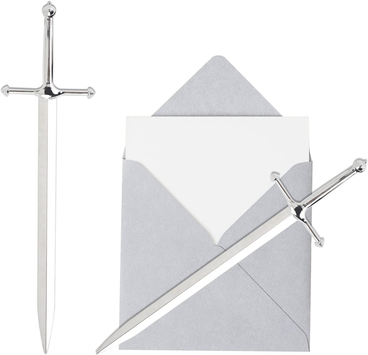Silvery Metal Letter Opener Office Letter Opener Knife Metal Plated Envelope Opener Ergonomic Grip Handle Practical Ornamental Letter Opening Tool (Pack of 1)