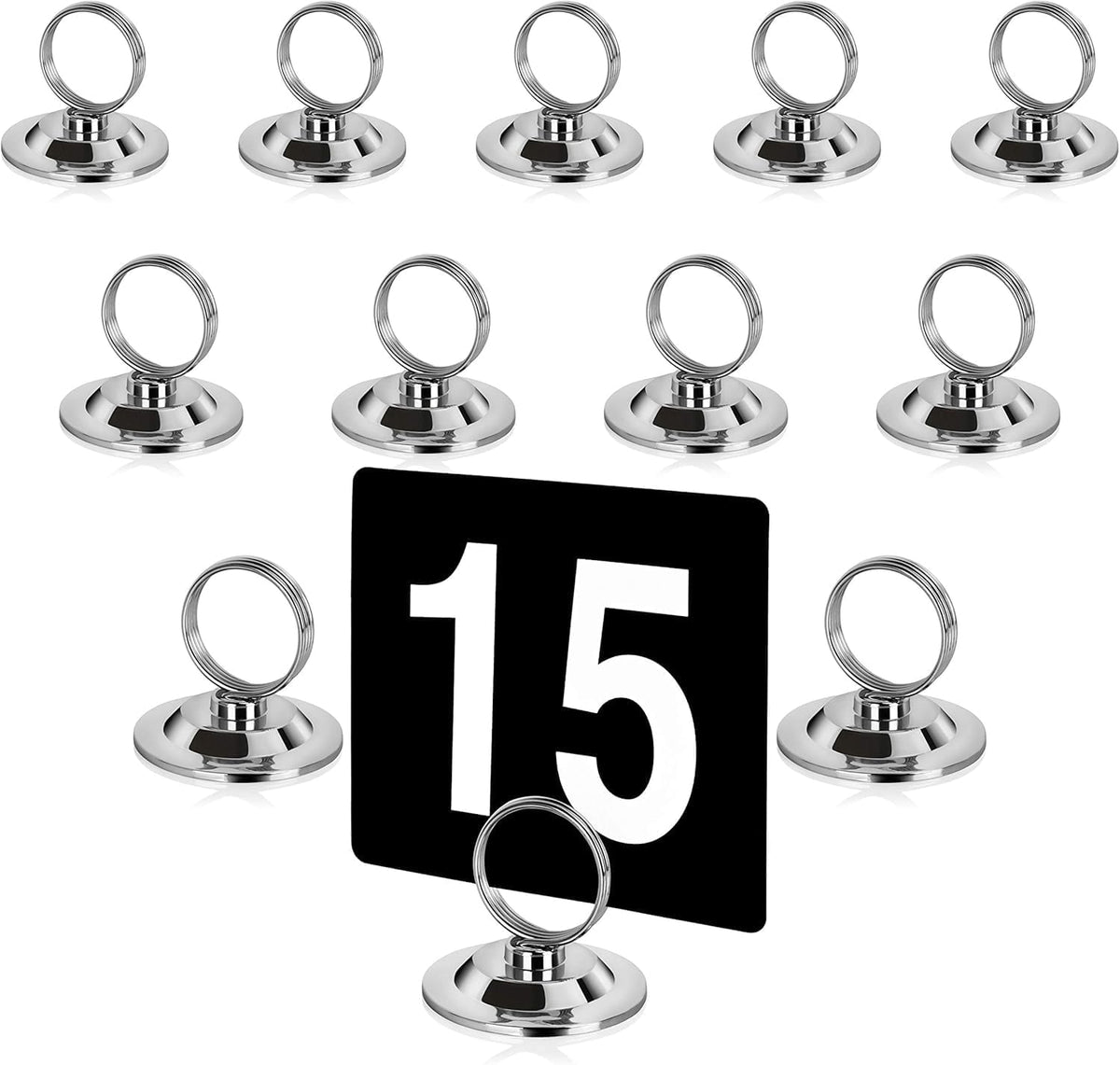New Star Foodservice 23398 Ring-Clip Table Number Holder/Number Stand/Place Card Holder, Set of 12, 1.5-Inch