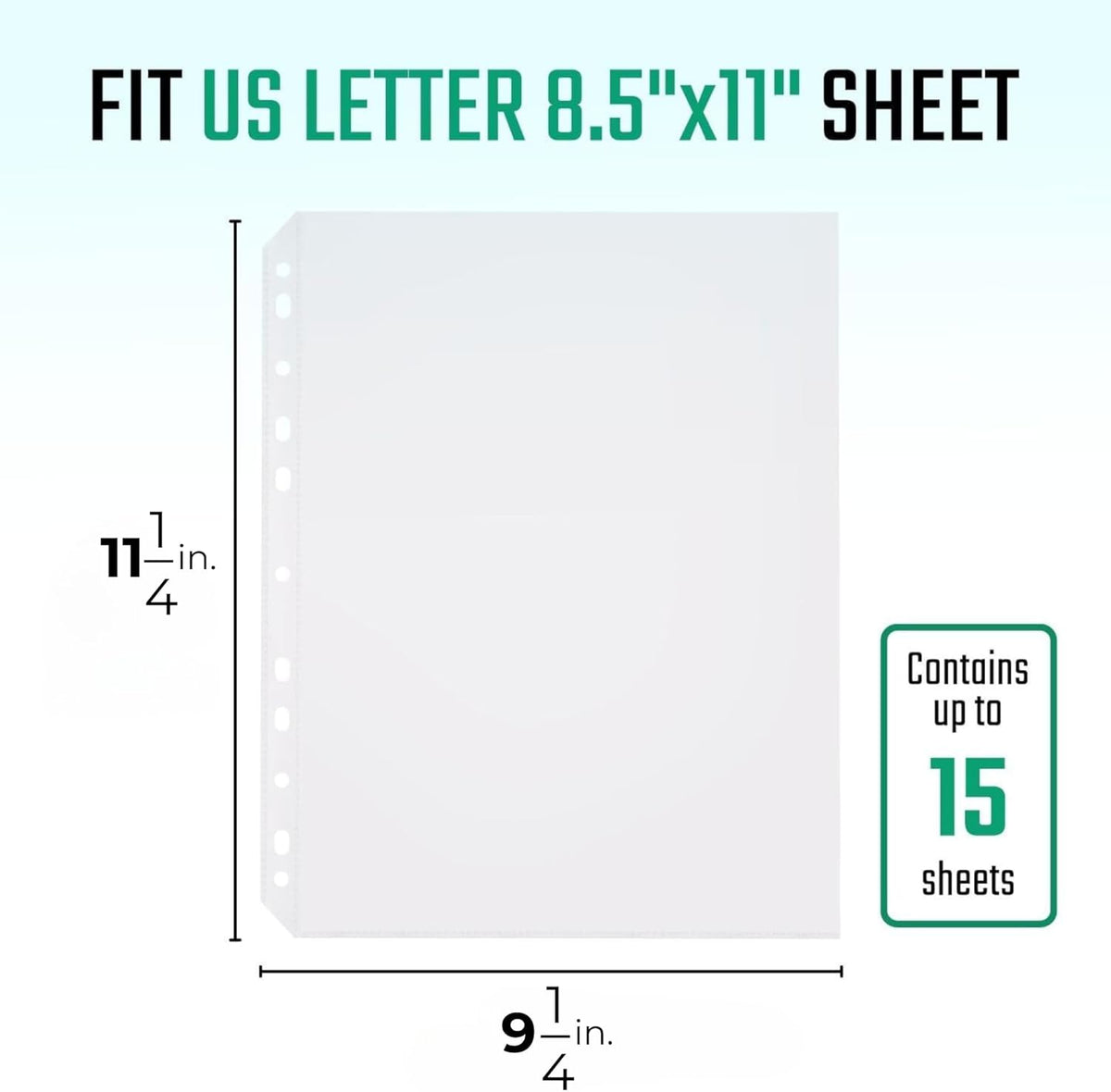 500 Pack, 8.5 x11 Clear Sheet Protectors, Page Protectors Heavy Duty for 3 Ring Binder, Top Loading Plastic Sleeves