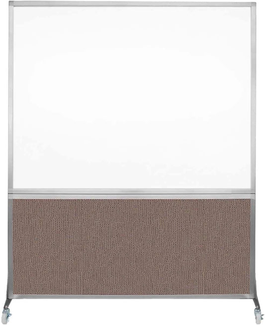 DivideWrite Mobile Whiteboard | Double Sided Dry Erase Board | Portable Office Cubicle Partition | Display for Classrooms, Conference Rooms, Meeting Areas and More | Latte Fabric 5' Wide X 6' Tall