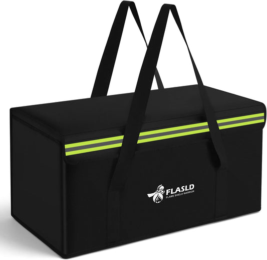 FLASLD Large Fireproof Document Bags, 24x12x12” Waterproof Storage Firesafe Bag, Fireproof Folder Safe Box for Cash, Valuables & Passport, Silicone Coating & Zipper Closure