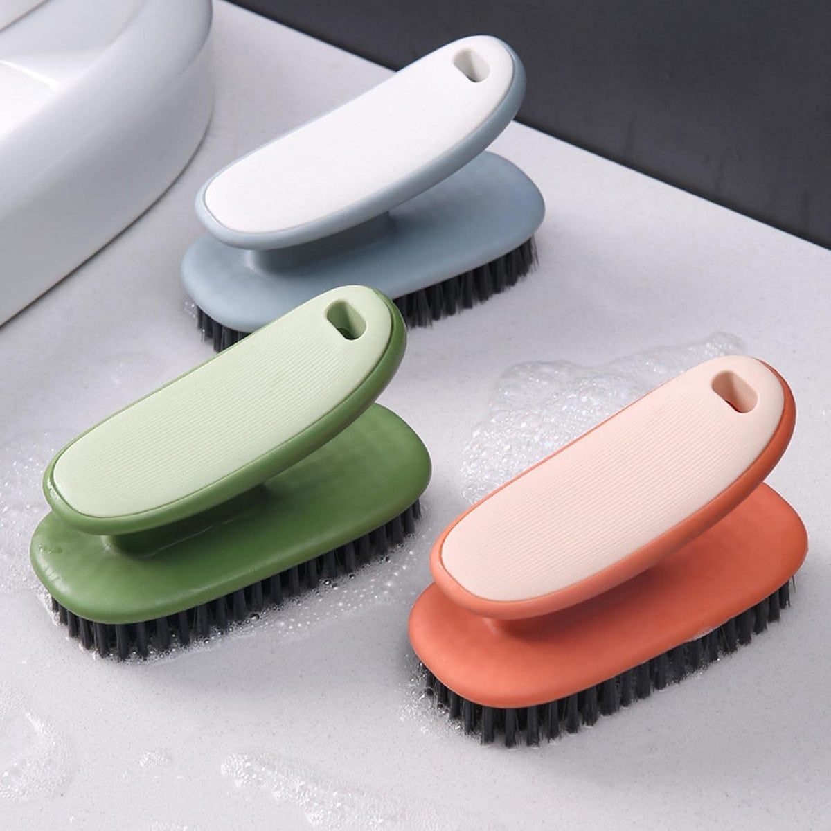 Household Small Scrub Brushes Laundry Cleaning Board Brush Easy Grip Shoe Brush Soft Bristle Brush Household Cleaning Clothes Shoes Scrubbing Cleaning Supplies for Stains 2 Pack
