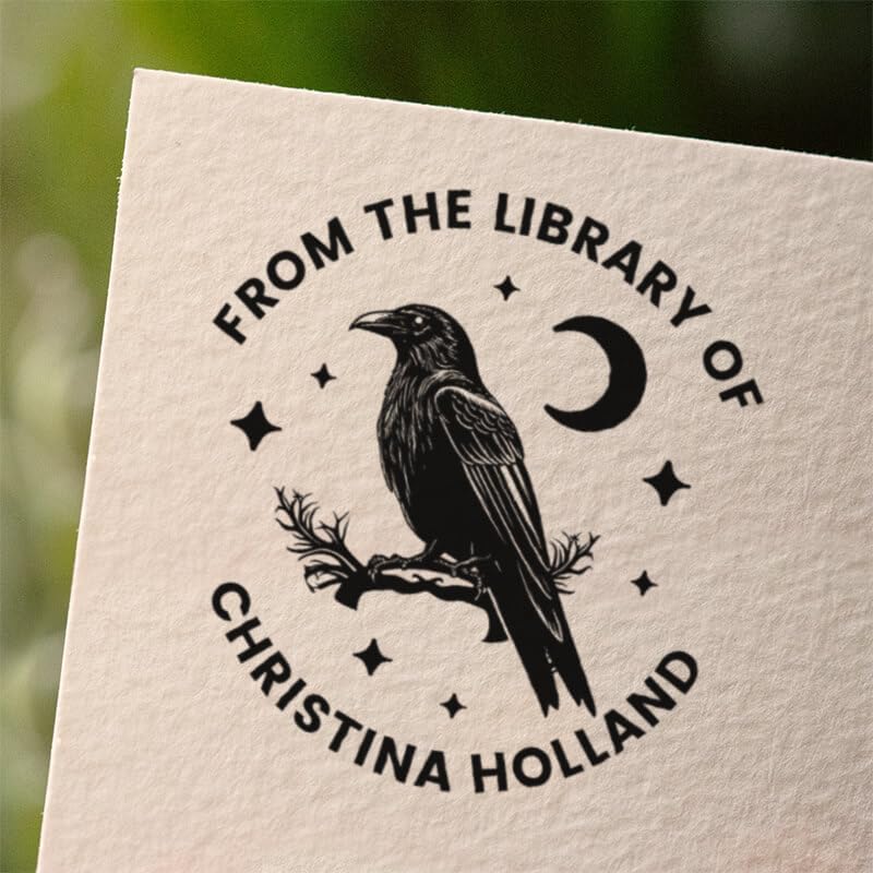 from The Library of Embossers & Stamps for Fantasy Book Readers | Custom Embosser | Custom Stamp | Ex Libris | Elevate Your Fantasy Collection of Stories and Novels (Design 14, Self-Inking Stamp)