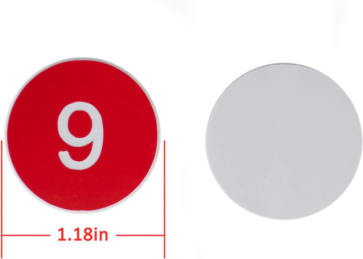 StayMax Plastic Number Tags Engraved Numbered Tags Without Hole (301-500, Red)