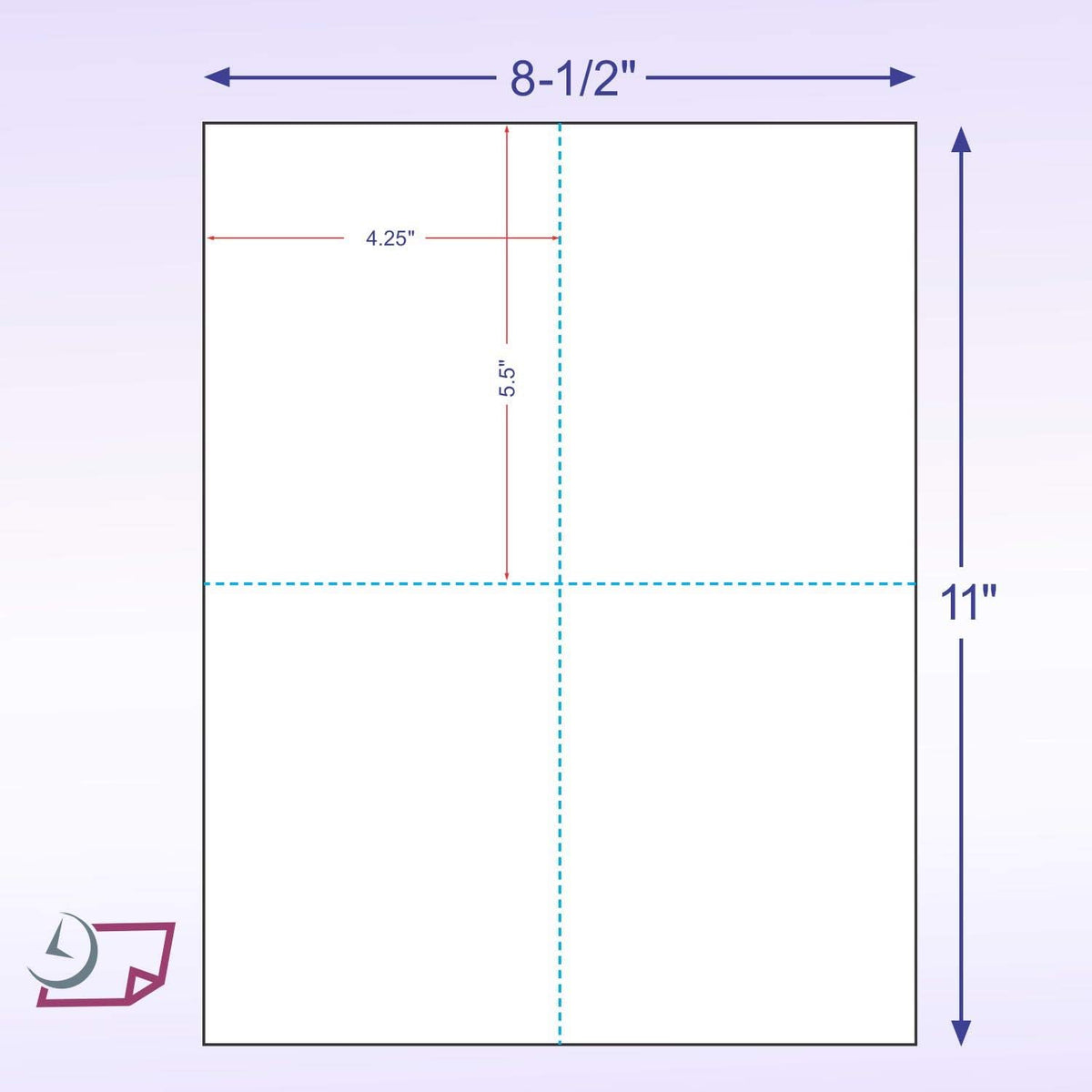 NextDayLabels - 8-1/2 x 11 Blank Perforated Paper, 24# Paper Perforated in 4 pcs, 4 Per UP Page Perforated Paper - 500 Sheets/Ream, Item #1689