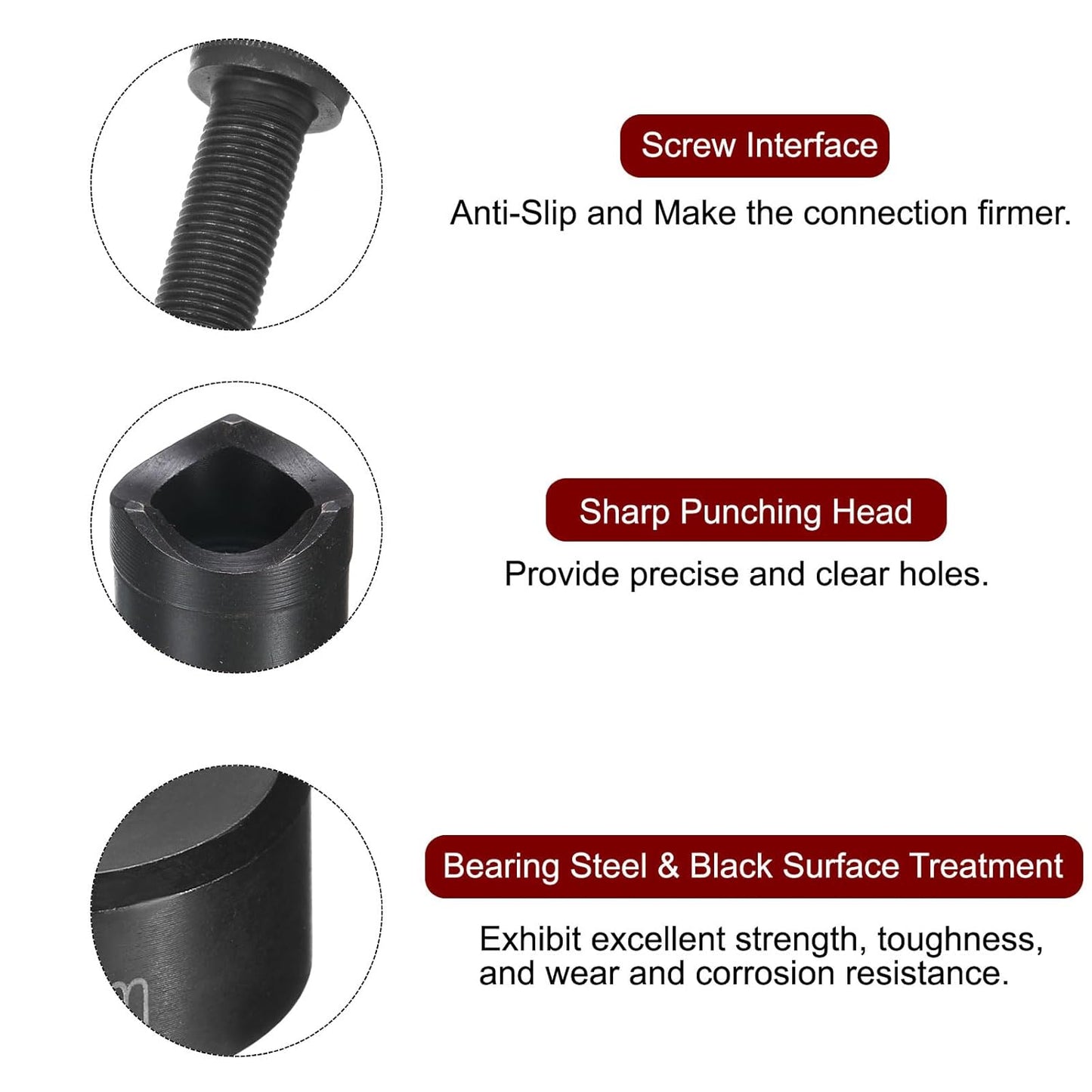 HARFINGTON Sheet Metal Punch Hole Punch 18.6mm Bearing Steel Precise Cutting Manual Knockout Kit with External Hex Shank for Metal Steel Plate Sink Stainless Steel, Black