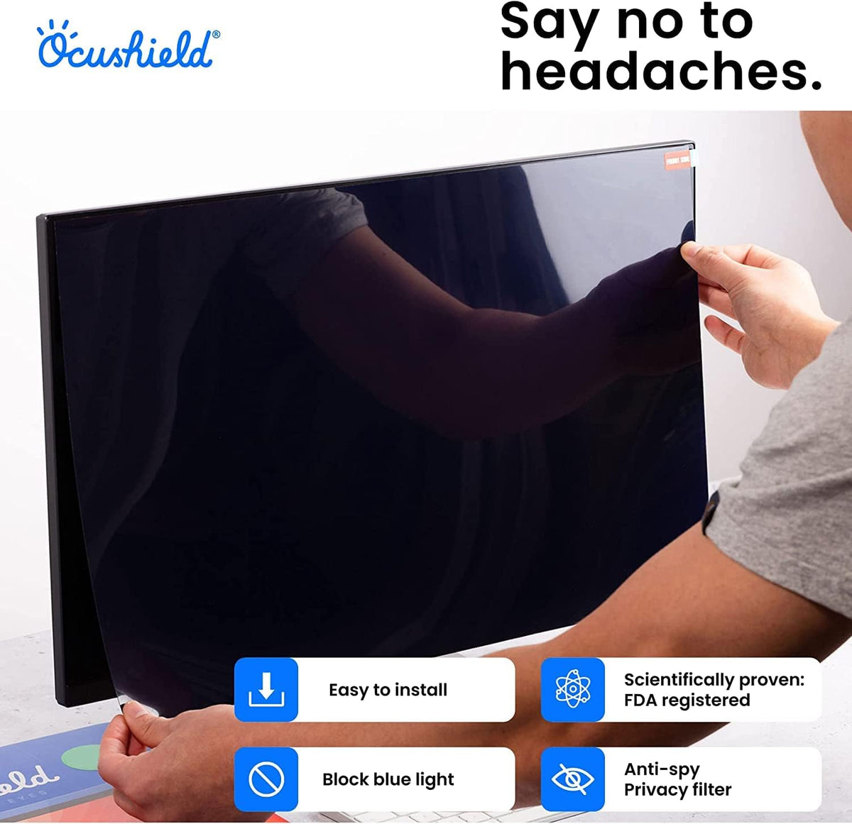 Ocushield 15.4” W (16:10) Premium Anti Blue Light Screen Protector for Laptops and Computer Monitors - Privacy - Anti-Glare - Easy Install - Anti-Fingerprint - Reduce Eye Fatigue (332 x 208mm)