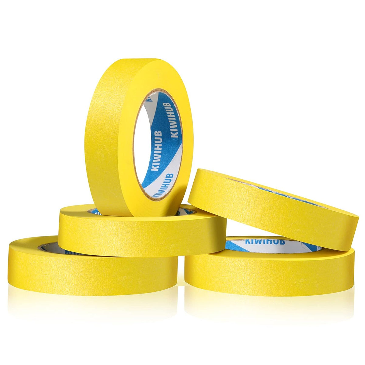 Yellow Painters Tape,1" x 60 Yards x 5 Rolls (300 Yards Total) - Medium Adhesive Masking Tape for Painting,Labeling,DIY Crafting,Decoration and School Projects
