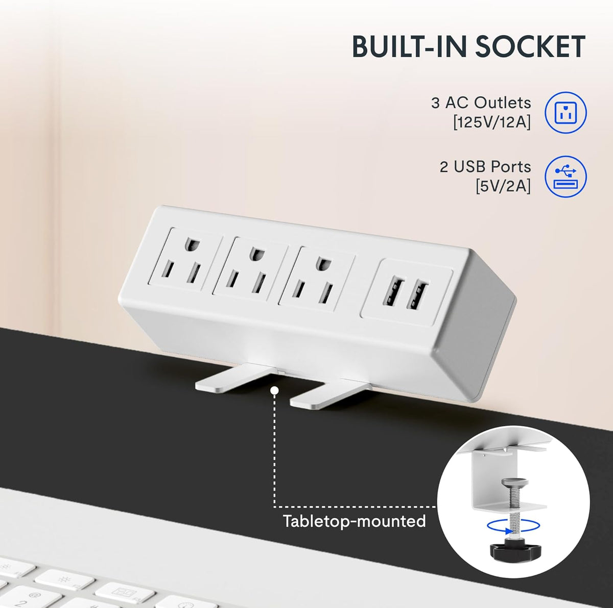 FLEXISPOT EN2 Whole-Piece Standing Desk with Clamp Power Strip, 48 x 24'' Electric Stand Up Height Adjustable Desk with Cable Management (Gray Frame + 48" White Desktop, 2 Packages)