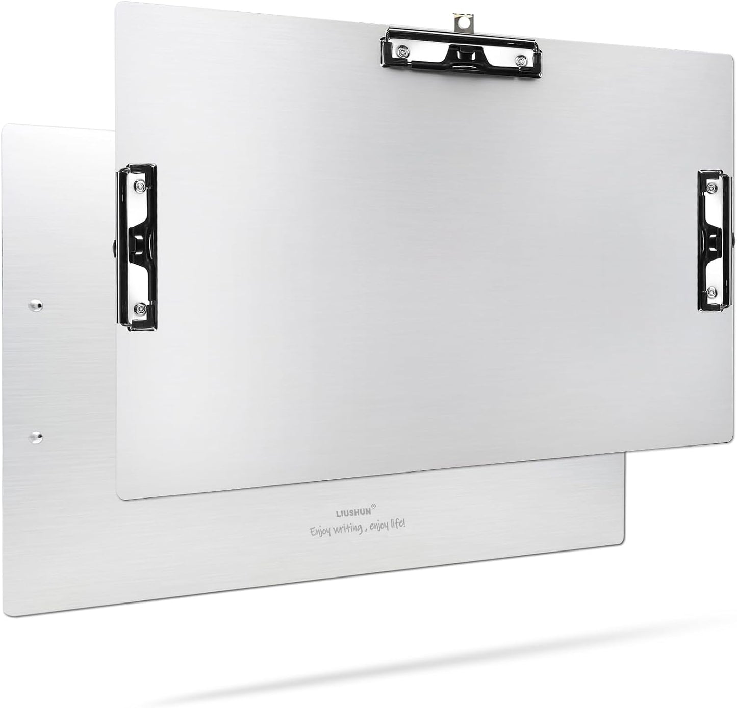 Three Clip Aluminum 11x17 Clipboard Metal Stainless Hangable Clipboards Art Pen Holder Extra Large Clip Board for Business Medical Professionals Workshop (Silver, A3-3Clip)