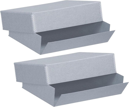 Lineco, Archival Storage Box, Museum Preservation Organizer with Drop Front Design, Acid-Free with Metal Edge, Preserves Picture Longevity, Photos, Documents, Crafts, DIY, 11x14, Pack of 2