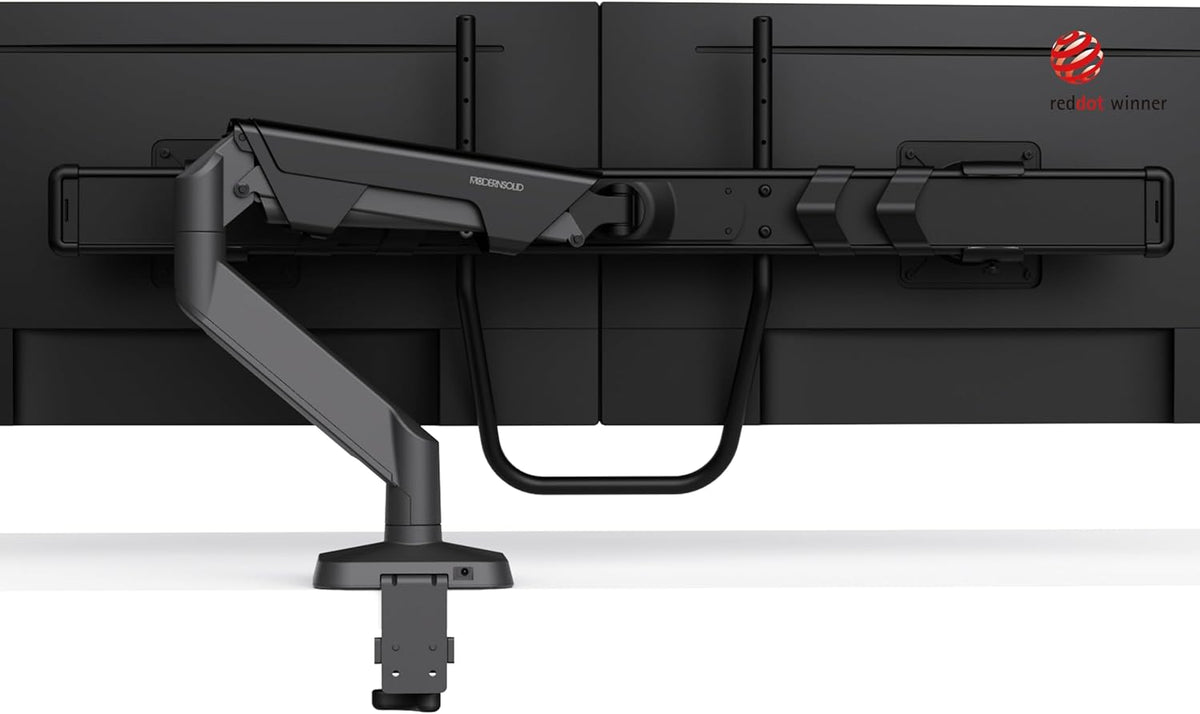 Dual Monitor Arm Desk Mount with Gas Spring & USB Charging, Fits 17–32” inches Screens up to 33 lbs, VESA 75x75/100x100, Crossbar Handle for Easy Adjustment, Black, Dual