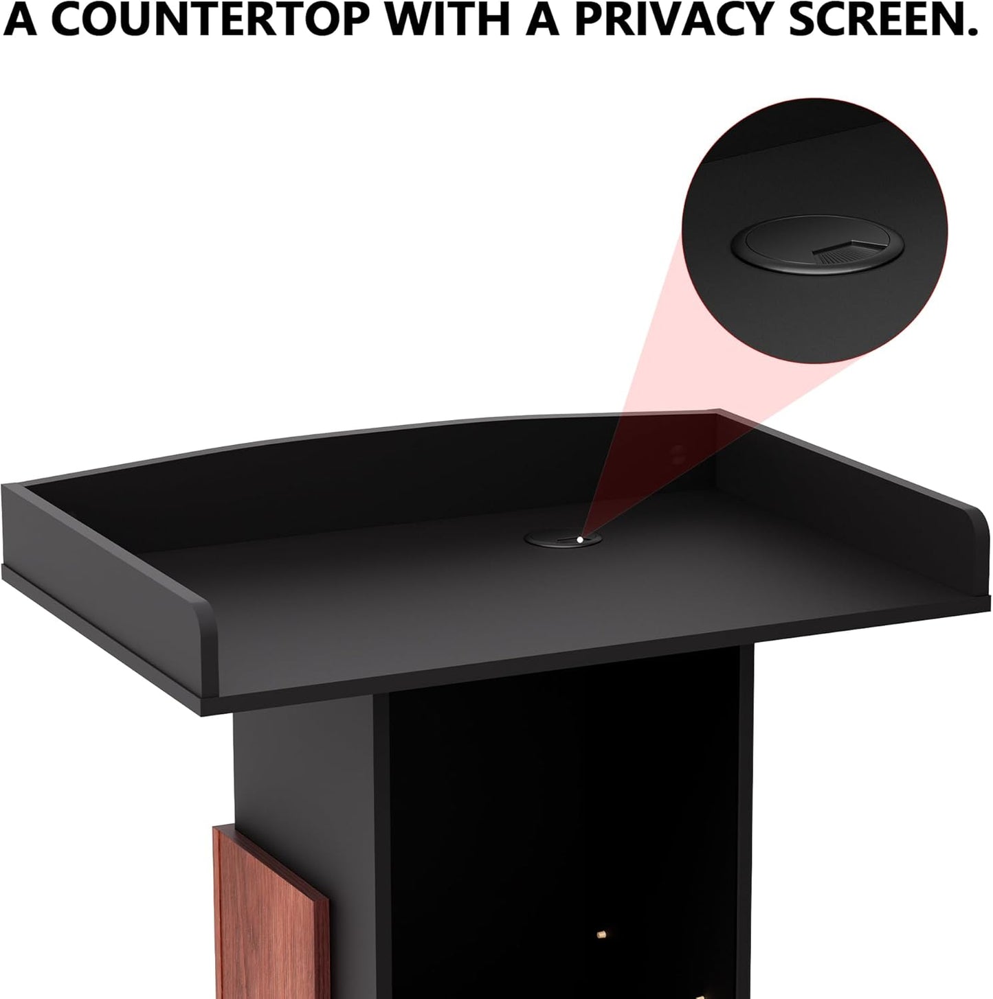 Wood Podium,Lectern Stand,12MM Particle Board,Podium with Storage,Mic Stand Space,Easy Installation Wooden Stand for Restaurants,Churches,Seminars and Schools