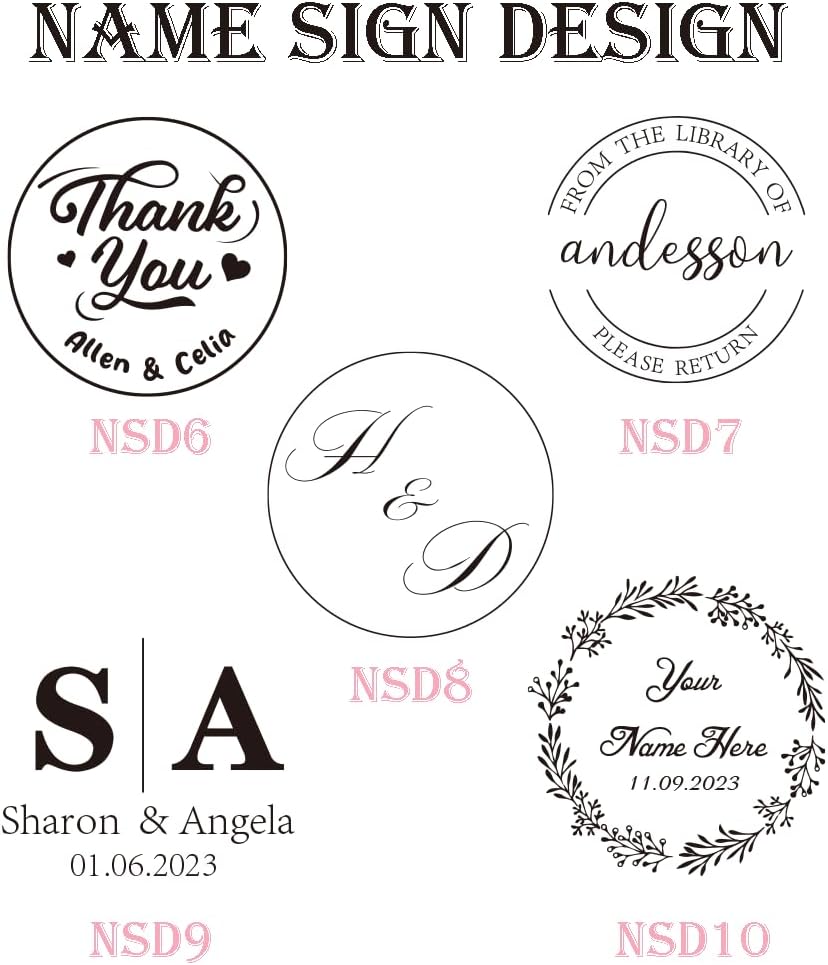 Personalized Book Embosser Stamp with Handle Set, Custom Self-Inking Library Stamp with Name & Design, Elegant Invitation Seal from Library Stamp Kit, Birthday, Book Lover Gifts （Name Sign）