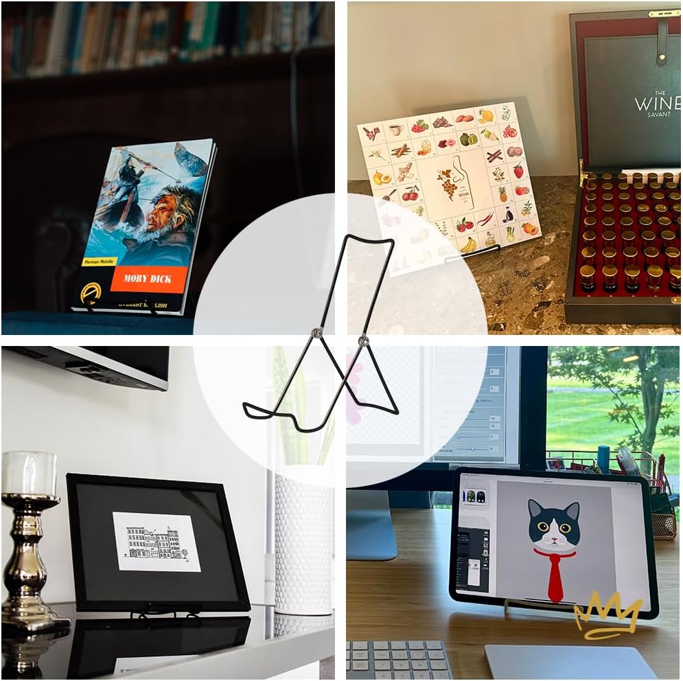 KINGDOM SOLUTIONS MADE IN USA 12-Pack Sturdy & Durable Adjustable Metal Easels to Display Books, Frames, Comics, Plates & More - Unique on the Market
