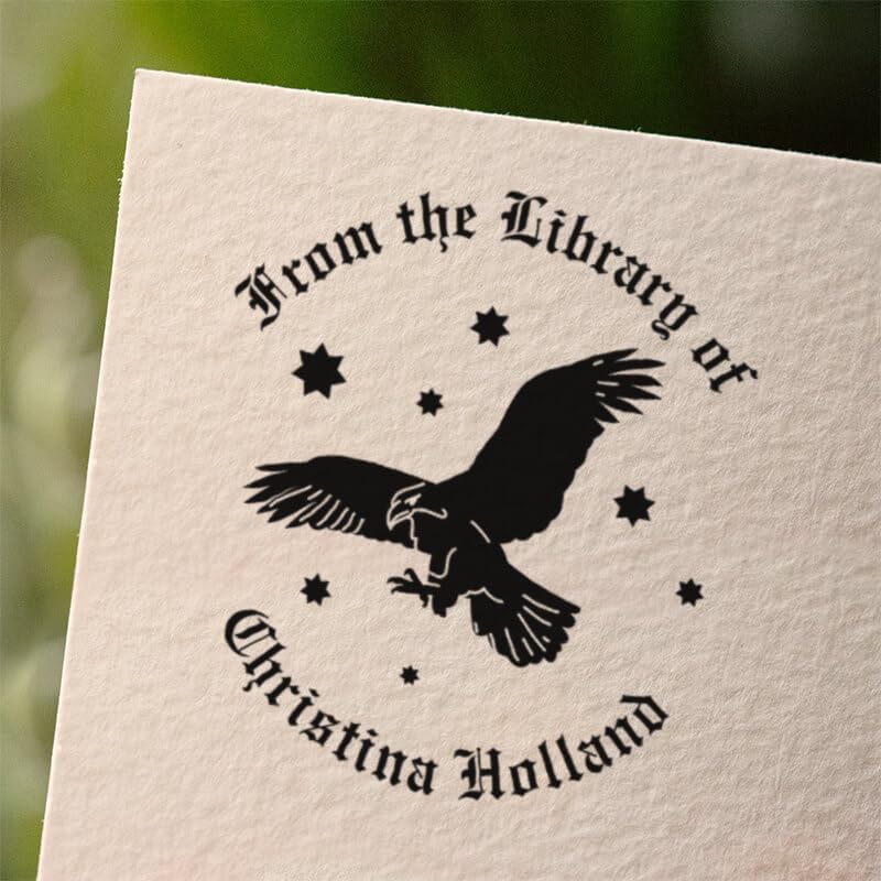 from The Library of Embossers & Stamps for Fantasy Book Readers | Custom Embosser | Custom Stamp | Ex Libris | Elevate Your Fantasy Collection of Stories and Novels (Design 10, Self-Inking Stamp)