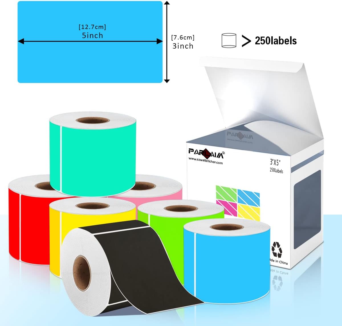 PARLAIM 5 x 3 inch Square Color-Coding Sticker Labels, Permanent Rectangle Color Coding Inventory Sticker for Labeling (250pcs Pink)