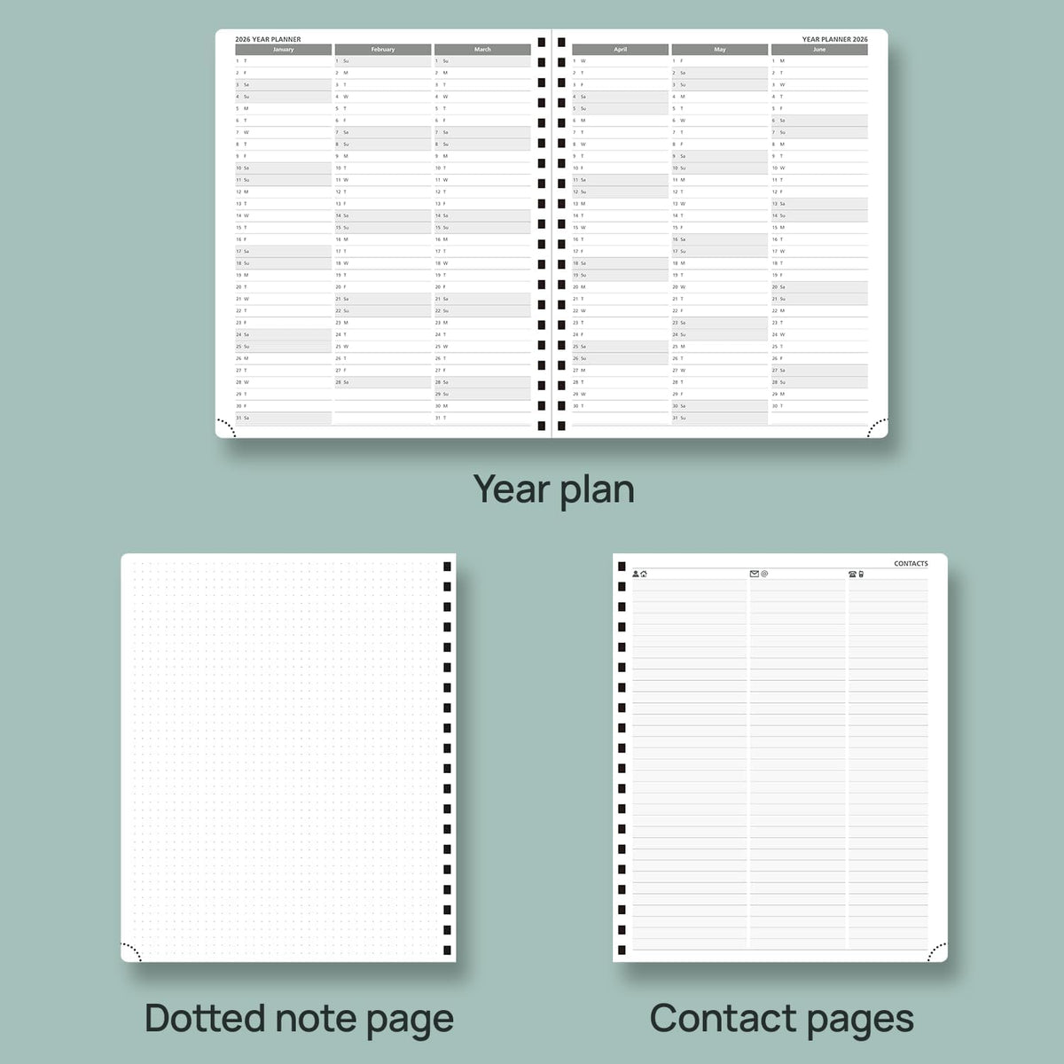 POPRUN Planner 2025-2026 Weekly Planner Notebook (Large 8.5''x 10.5'') Academic Calendar (JUL.25 - JUN.26) Appointment Book with Monthly Tabs, Spiral Soft Cover, Inner Pocket, 100 GSM - Royal Blue