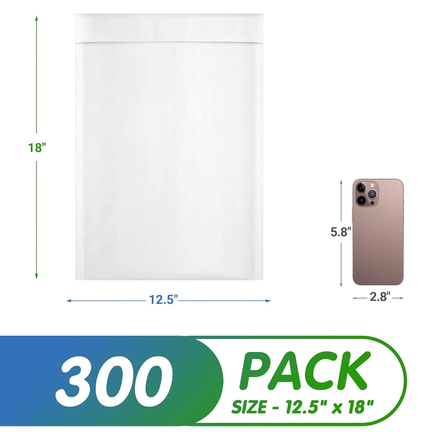 White Kraft Bubble Mailer Envelopes, 12.5 x 18 Inches. 300 Pack Mail Padded Envelopes Self Seal. Waterproof Kraft Bubble Mailers. Tear-Resistant Mailing Envelope Padded. Sturdy Paper Mailer