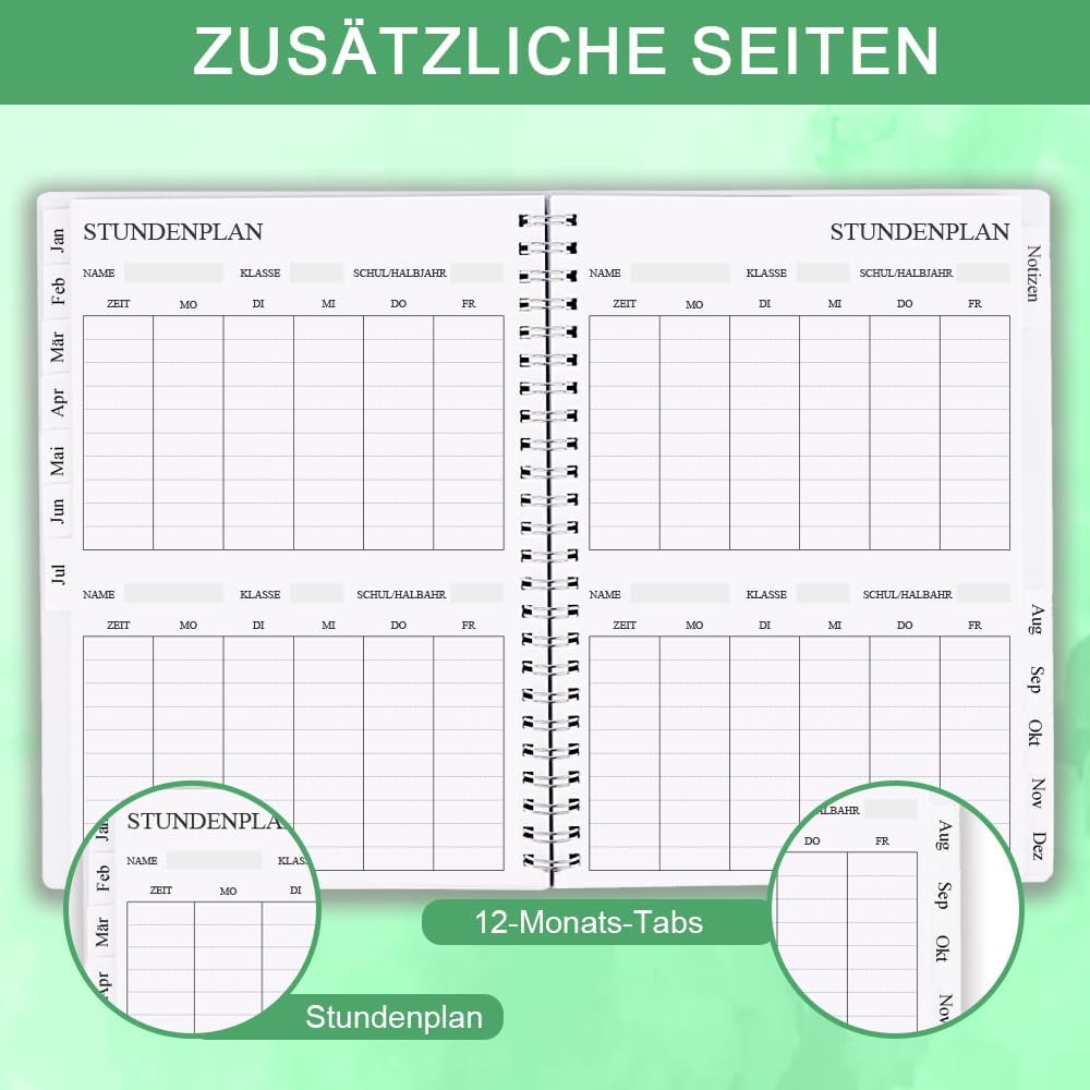 2025-2026 Planner - Monthly Planner Runs July 2025 to June 2026, 6.25" x 8.25", 12 Monthly Tabs, 14 Notes Page, Inner Pocket, Flexible Cover with Twin-Wire Binding, Planners 2025-2026, Green