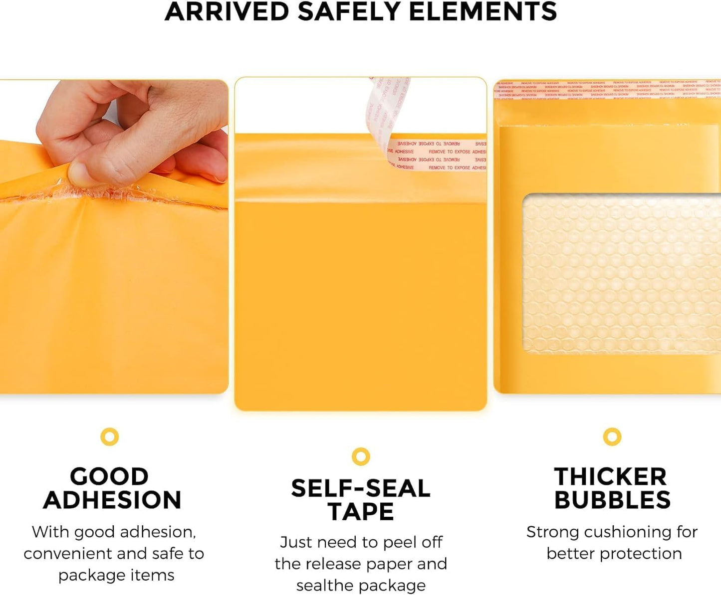 Fuxury Kraft Bubble Mailers 8.5x12 Inch 250 Pack, Strong Adhesion Padded Envelopes Bulk #2,Self Seal Bubble Envelopes, Padded Mailer, Book Mailers Packaging for Small Business,Yellow