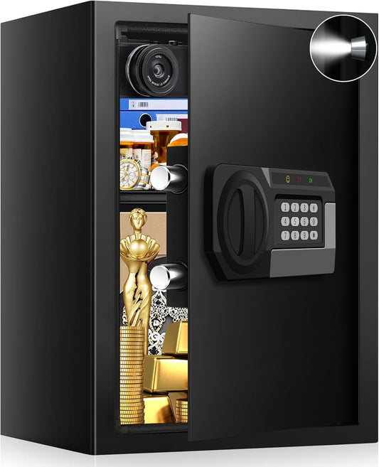3.2 Cubic Feet Large Safes for Home Use Fire and Water Proof, Anti-Theft Digital Security Safe Box With Programmable Keypad & Spare Keys, Home Safes Water and Fireproof for Documents Money Valuables
