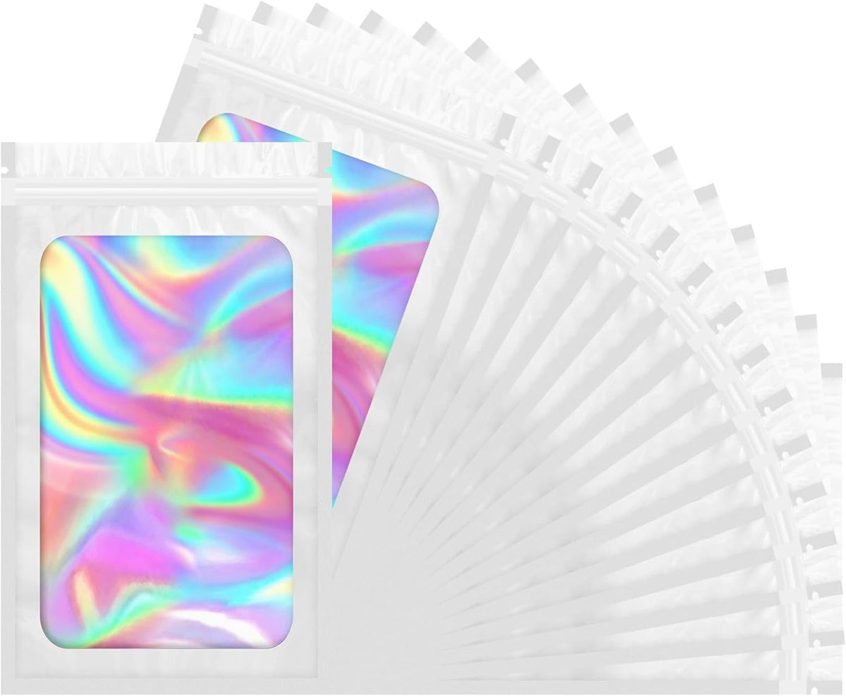 Smell Proof Bag, 100 PCS Mylar Bags, Holographic Bags, Packaging Bag (3x5 Inch)
